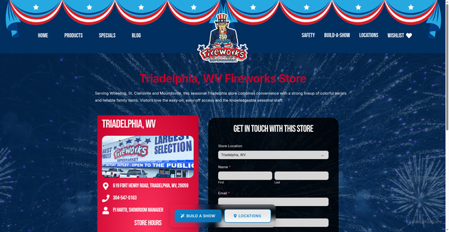 Security scan screenshot of https://fireworkssupermarket.com/location/triadelphia-wv/