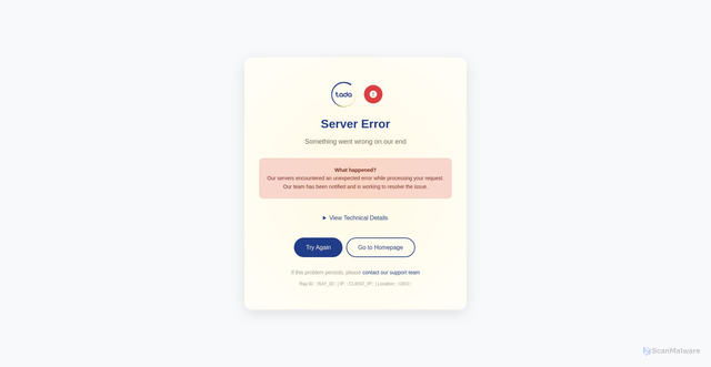 Security scan screenshot of https://cf-custom-error-pages.usetada.com/5xx-error