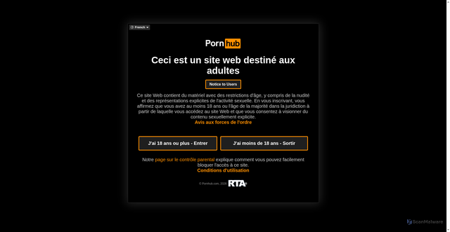 Security scan screenshot of https://fr.pornhub.com/view_video.php?viewkey=68b47cbe3a50d