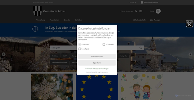 Security scan screenshot of https://www.comune.anterivo.bz.it/de