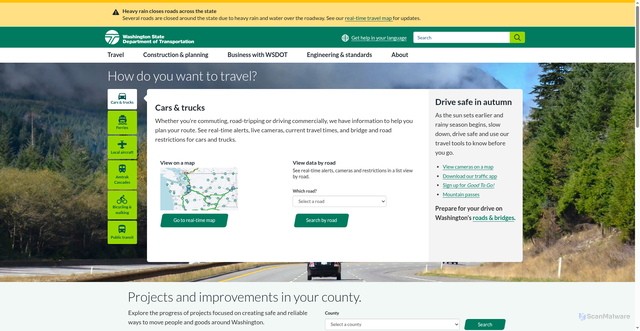 Security scan screenshot of https://wsdot.wa.gov/