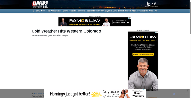 Security scan screenshot of https://www.kkco11news.com/2025/10/06/cold-weather-hits-western-colorado/