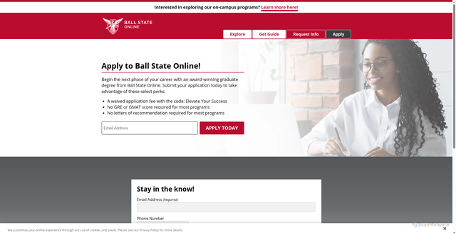Security scan screenshot of https://go.online.bsu.edu