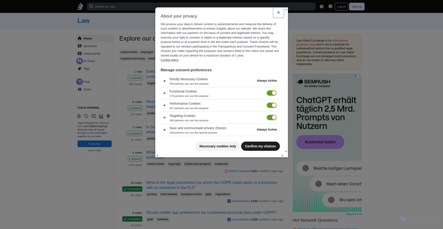 Security scan screenshot of https://law.stackexchange.com
