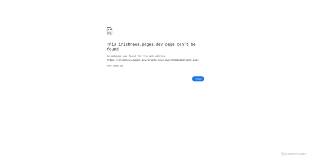 Security scan screenshot of https://irishnews.pages.dev/crypto-news-www.theblockcrypto.com/