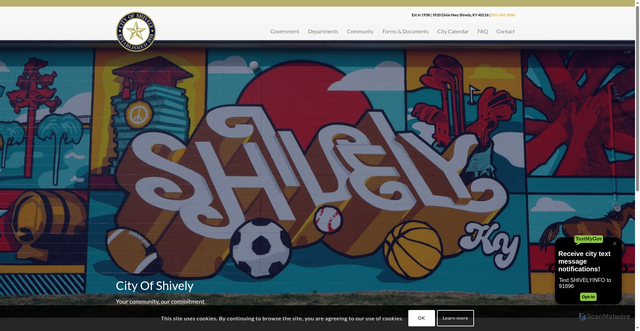 Security scan screenshot of https://shivelyky.gov/
