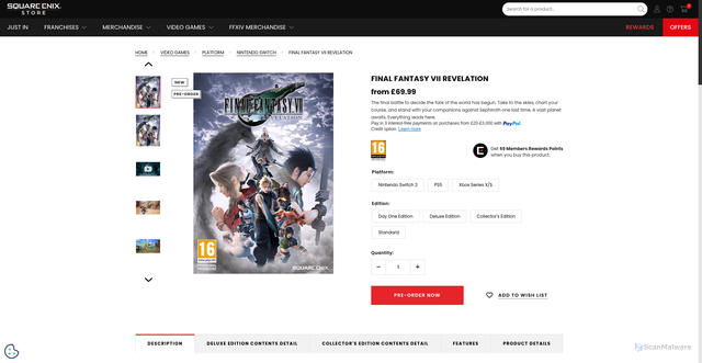 Security scan screenshot of https://gb.store.square-enix-games.com/final-fantasy-vii-revelation