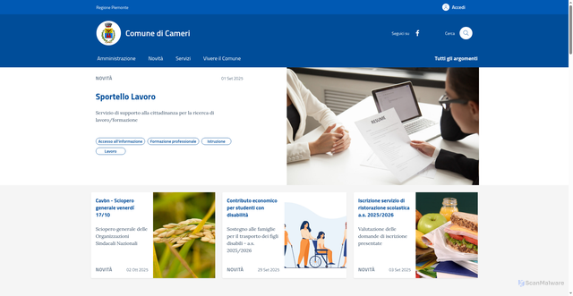 Security scan screenshot of https://comune.cameri.no.it/