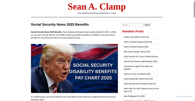 Security scan screenshot of https://seanclampa.pages.dev/zdymd-social-security-news-2025-benefits-ancav/