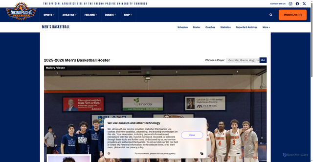 Security scan screenshot of https://www.fpusunbirds.com/sports/mens-basketball/roster/hugo-gonzalez-garcia/6734