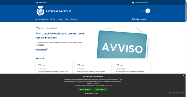 Security scan screenshot of https://www.comune.giardinello.pa.it