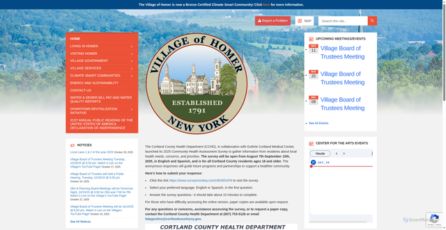 Security scan screenshot of https://www.villageofhomerny.gov/