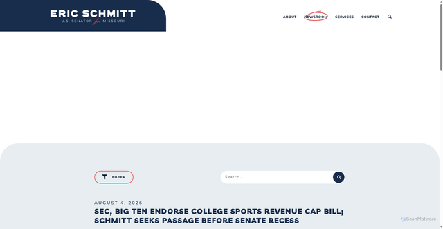 Security scan screenshot of https://www.schmitt.senate.gov/media/in-the-news/