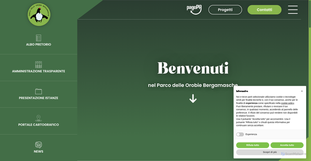 Security scan screenshot of https://www.parcorobie.it/