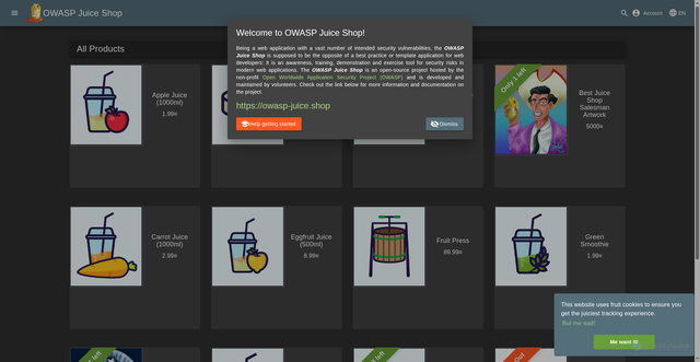 Security scan screenshot of https://demo.owasp-juice.shop/