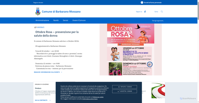 Security scan screenshot of https://www.comune.barbaranomossano.vi.it/