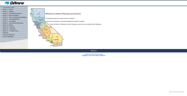 Security scan screenshot of https://lcswebreports.dot.ca.gov/