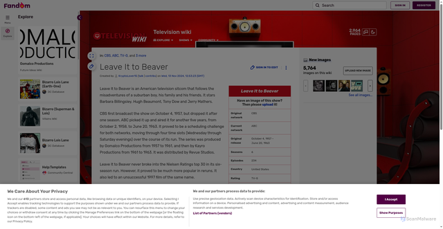 Security scan screenshot of https://television.fandom.com/wiki/Leave_It_to_Beaver