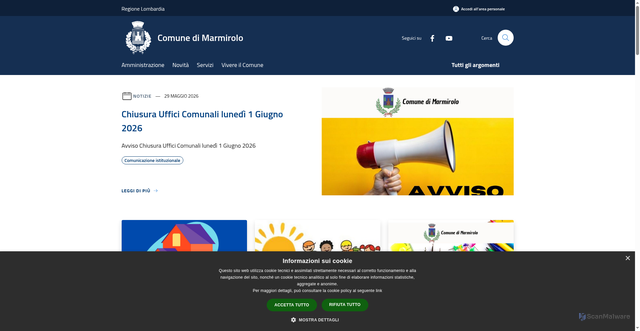 Security scan screenshot of https://www.comune.marmirolo.mn.it/