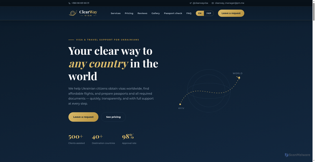 Security scan screenshot of https://clearwayvisa.com/