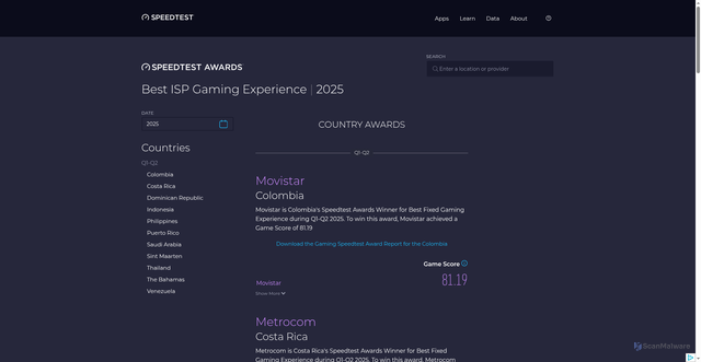 Security scan screenshot of https://sec-11o.pages.dev/awards/best-isp-gaming-experience/?