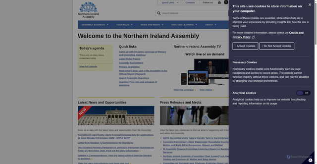 Security scan screenshot of https://www.niassembly.gov.uk/