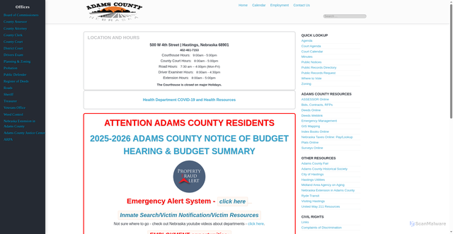 Security scan screenshot of https://adamscountyne.gov/