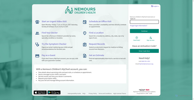 Security scan screenshot of https://mychart.nemours.org