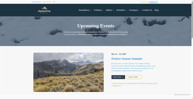 Security scan screenshot of https://apexlineexpeditions.com/upcoming-events/