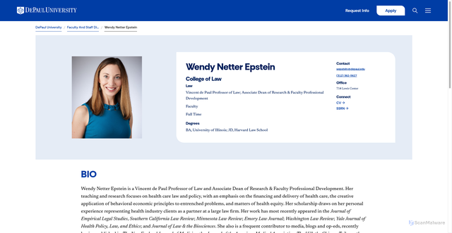 Security scan screenshot of https://www.depaul.edu/faculty/wendy-netter-epstein