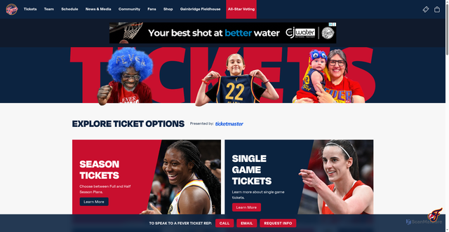 Security scan screenshot of https://go.feverbasketball.com/tickets