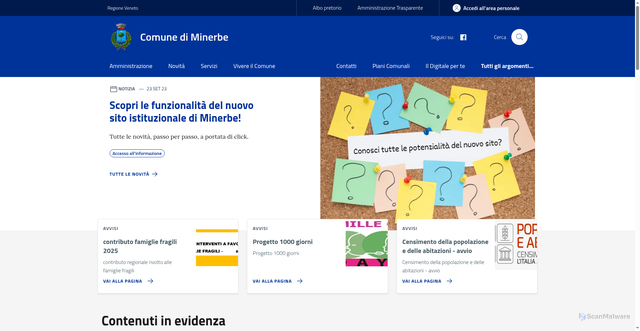 Security scan screenshot of https://www.comune.minerbe.vr.it/
