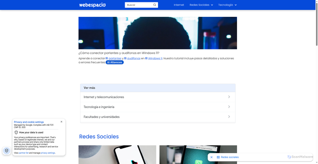 Security scan screenshot of https://webespacio.com