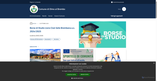 Security scan screenshot of https://www.comune.olmoalbrembo.bg.it/it