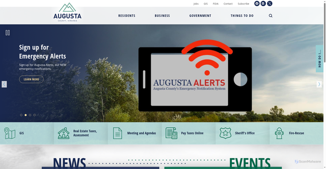 Security scan screenshot of https://www.co.augusta.va.us/