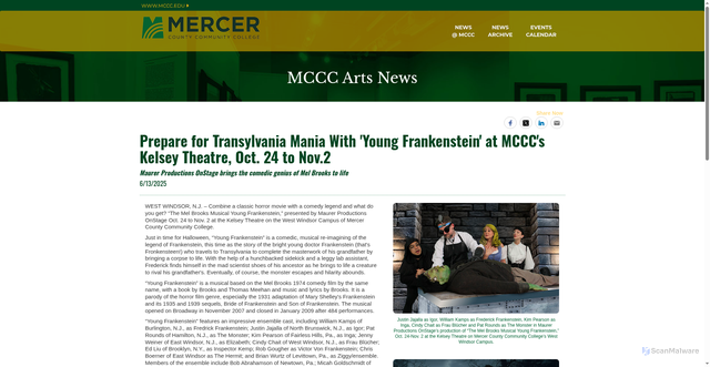 Security scan screenshot of https://www.mccc.edu/pr/Arts/2025/young-frankenstein.html