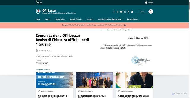 Security scan screenshot of https://www.opilecce.it