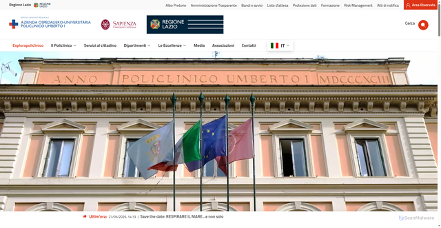 Security scan screenshot of https://www.policlinicoumberto1.it