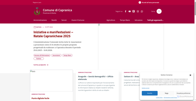 Security scan screenshot of https://comune.capranica.vt.it/