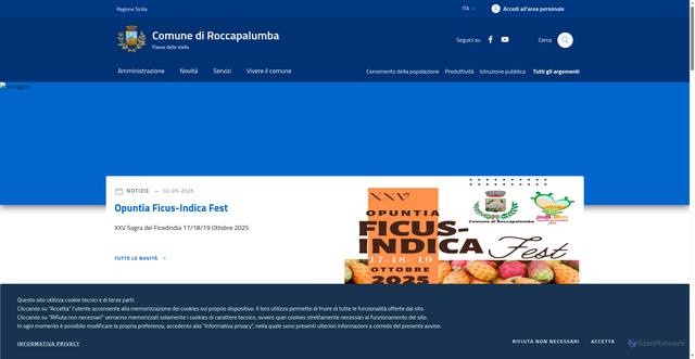 Security scan screenshot of https://www.comune.roccapalumba.pa.it/