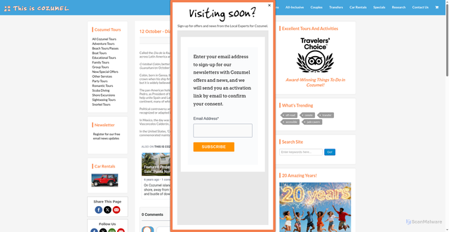 Security scan screenshot of https://thisiscozumel.com/tourist-info/100-cozumel-events-and-public-holidays/222-12-october-dde-la-raza-national-holiday