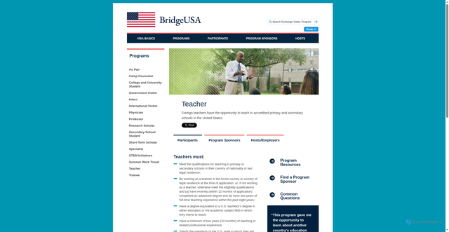 Security scan screenshot of https://j1visa.state.gov/programs/teacher