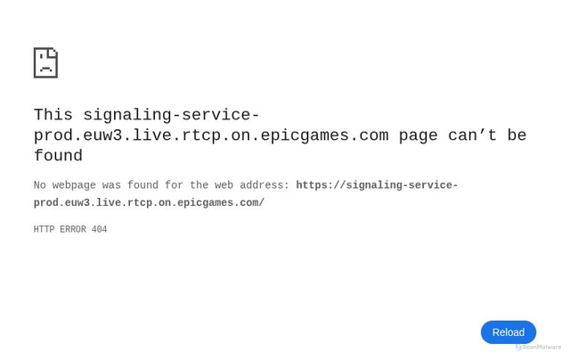 Security scan screenshot of https://signaling-service-prod.euw3.live.rtcp.on.epicgames.com/
