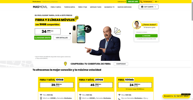 Security scan screenshot of https://masmovil.com