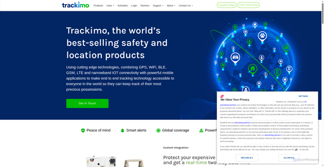 Security scan screenshot of https://trackimo.com