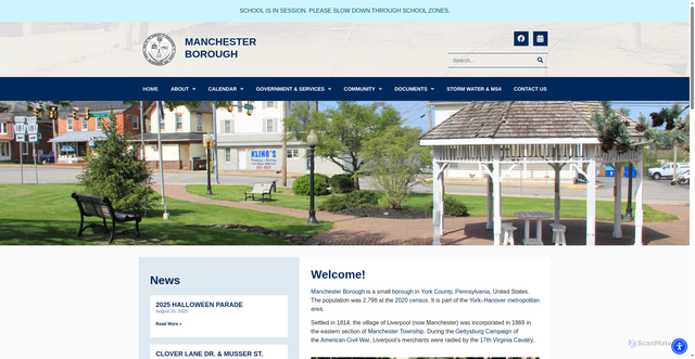 Security scan screenshot of https://manchesterborough.gov/