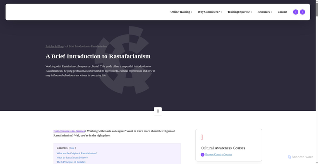 Security scan screenshot of https://commisceo-global.com/articles/a-brief-introduction-to-rastafarianism/