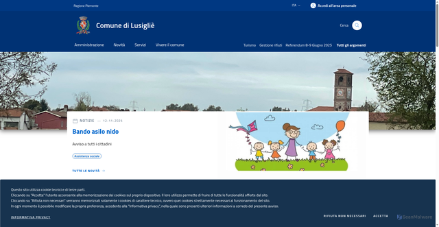 Security scan screenshot of https://www.comune.lusiglie.to.it/