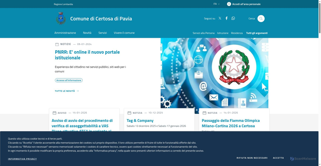 Security scan screenshot of https://www.comunecertosadipavia.it/hh/index.php