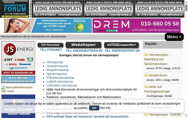 Security scan screenshot of https://www.varmepumpsforum.com/